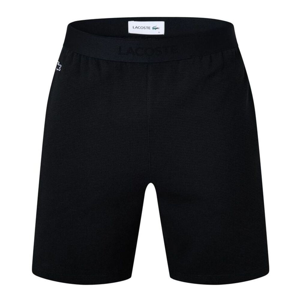 Lacoste Mens Waffle Relaxed Fit Pyjama Shorts / Black